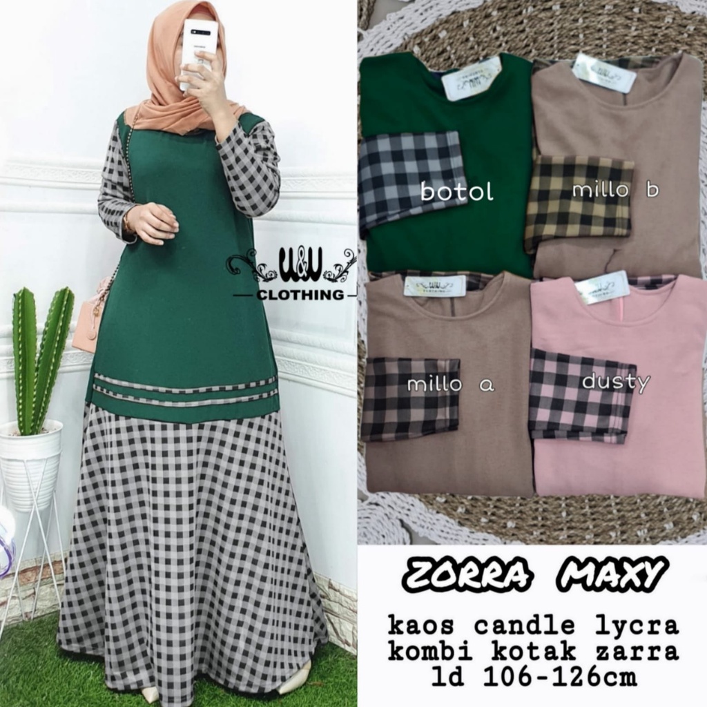 Zorra Maxy Kaos Candle Licra Mix Kotak Zarra By WW Clothing Jumbo 106-126