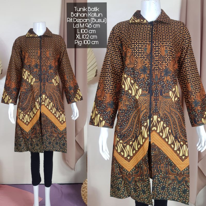 Tunik Batik Sogan Rit matt Katun Size M,L, XL