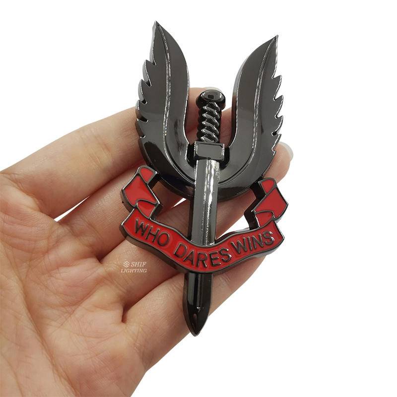 1pc Stiker Emblem Logo Sas Who Dares Wins Bahan Metal Untuk Bagasi Belakang Mobil Sas