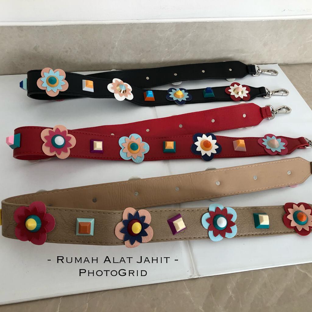 Tali Tas Leather Longstrap Model Flower Candy 01504 - 3 Pilihan Warna