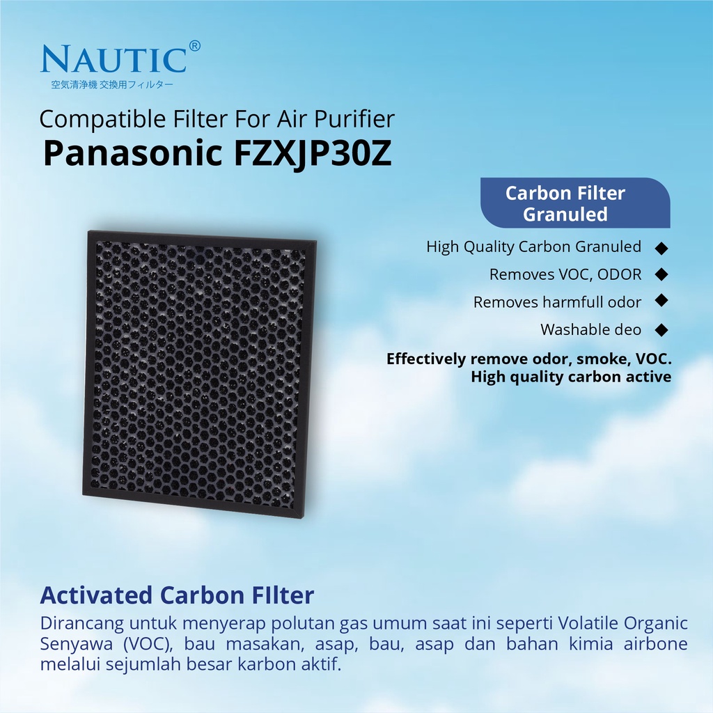 Replacement Filter Air Purifier buat Panasonic FZ-XJP30Z F PXJ30A F-PXJ30H F-PBJ30A/H   HEPA+Carbon