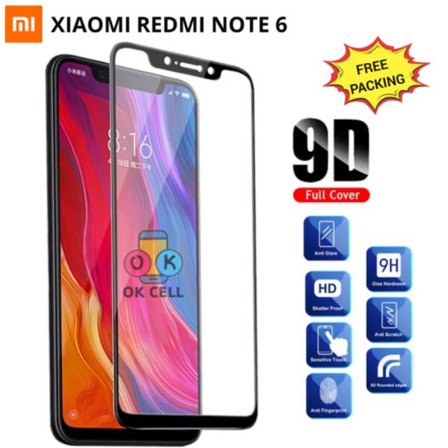 TG ANTI GORES REDMI NOTE 6 TEMPERED GLASS FULL COVER SCREEN PROTECTOR PREMIUM