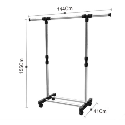 Stand Hanger Double 4 Roda Murah