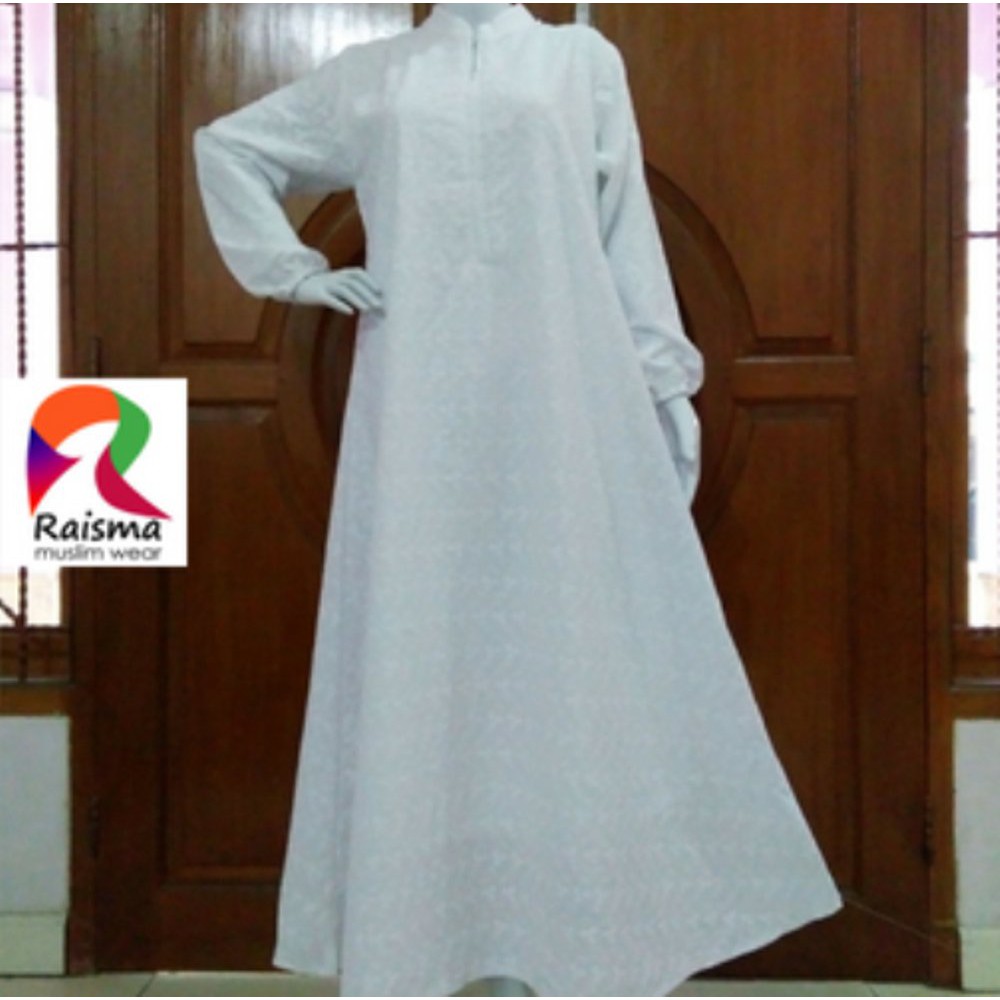 SALE Baju Gamis Putih Raisma Muslim Wear- Gamis Wanita Katun Jepang Putih