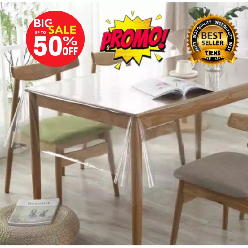 taplak meja mika meteran taplak mika bening polos ready