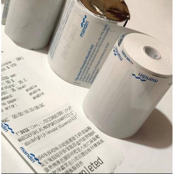 

시 Kertas thermal EDC 57x40mm logo bank mandiri full Paket 1Pack isi 10Pcs/Roll kertas