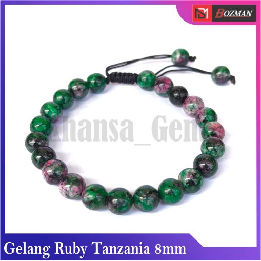 Gelang Batu Natural Rubi Tanzania Aneka Diameter 6m 8mm dan 10mm