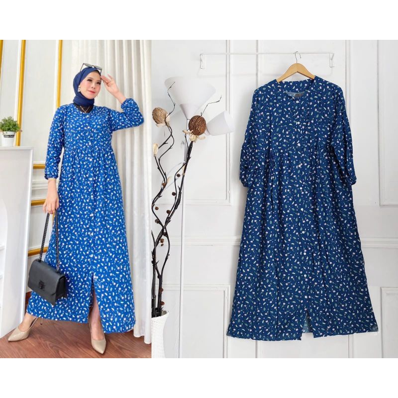 Gamis Full Kancing Motif By Rivco // Dress Rayon Eksklusif // Dress Rayon Motif