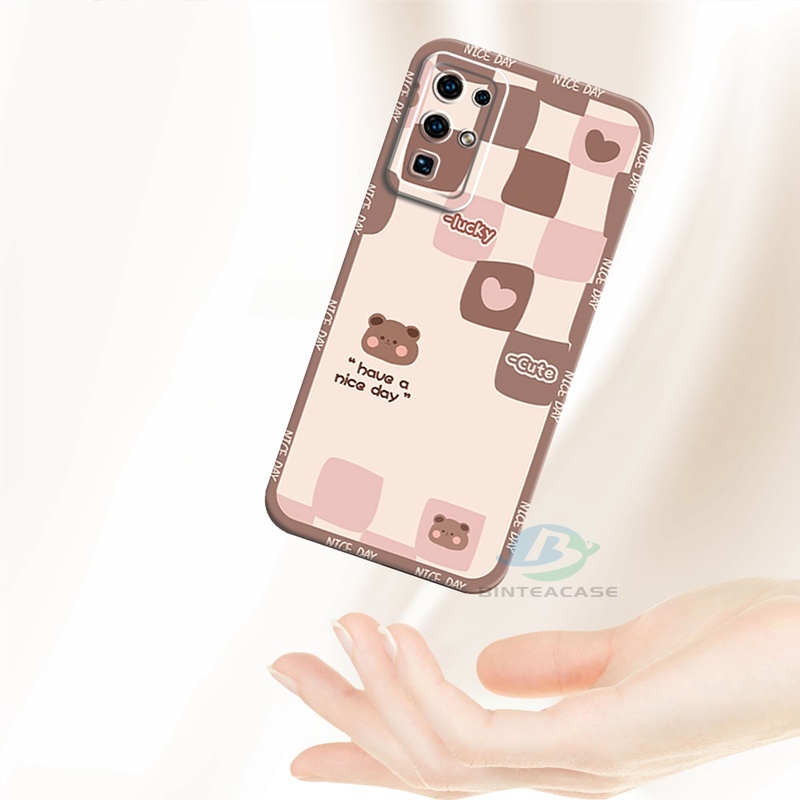 Soft Case Silikon Motif Beruang Kotak Pink Untuk IPhone 13 12 11 Pro Max Xr XS 6 6S 7 8 Plus SE 2020