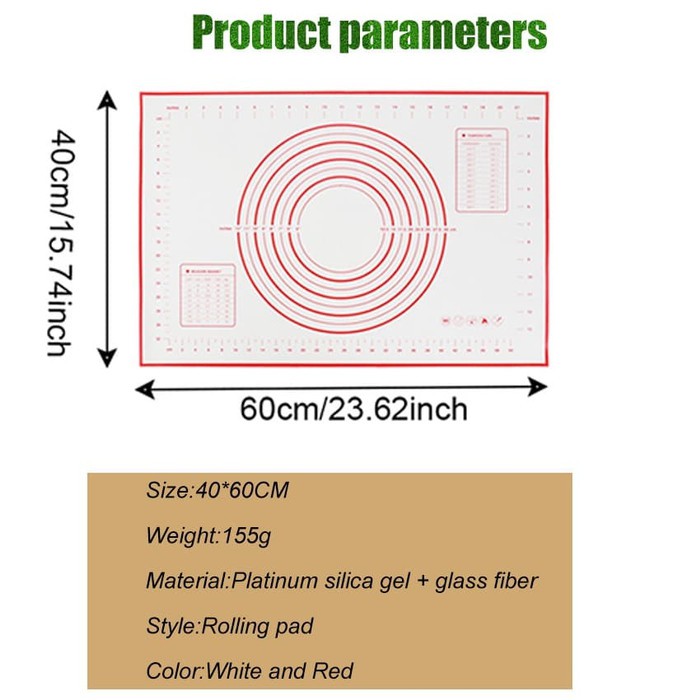 KR Alas Giling Adonan kue Silicone Dough Mie Alas Adonan Kue Silikon Ukuran Besar 60cm x 40cm