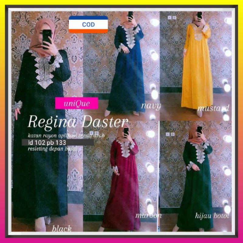 Regina Daster Arab Fashion Busana Baju Muslim Perempuan Cewek Wanita Cantik Terbaru Terlaris Keren