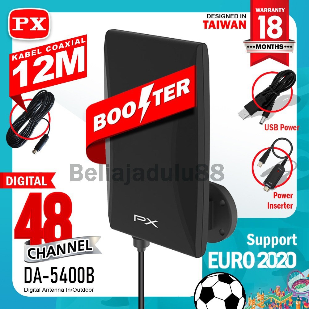 Beliajadulu88 Antena PX DA 5400B antena TV digital analog + kabel 12M booster indoor/ outdoor