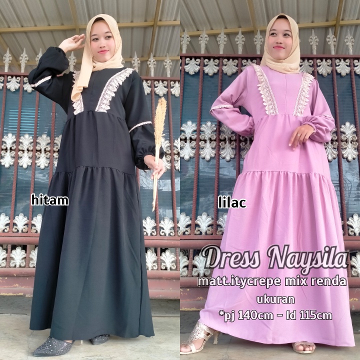 gamis renda itycrepe/gamis ity crepe renda model V/gamis renda itycrepe original