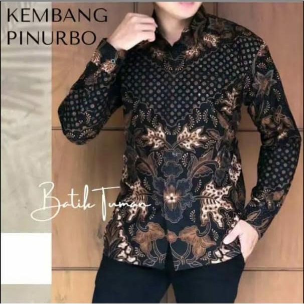 Batik pria PREMIUM KEMBANG PINURBO lengan panjang modern PREMIUM KEKINIAN BATIK SOLO MURAH TERBARU