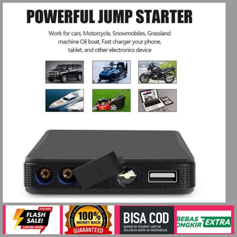 Jump Starter Powerbank Aki Mobil 3 in 1 flash Light