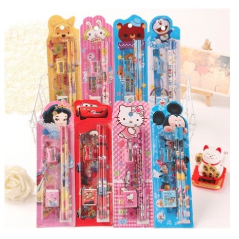 

Mini stationery/ alat tulis sekolah karakter lucu 5in1/ paket set karakter , penghapus, rautan, pensil, penggaris