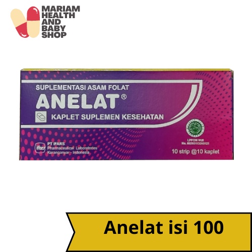 Anelat Box Isi 100 Kaplet Suplemen Asam Folat | Suplemen Kesehatan Ibu Hamil