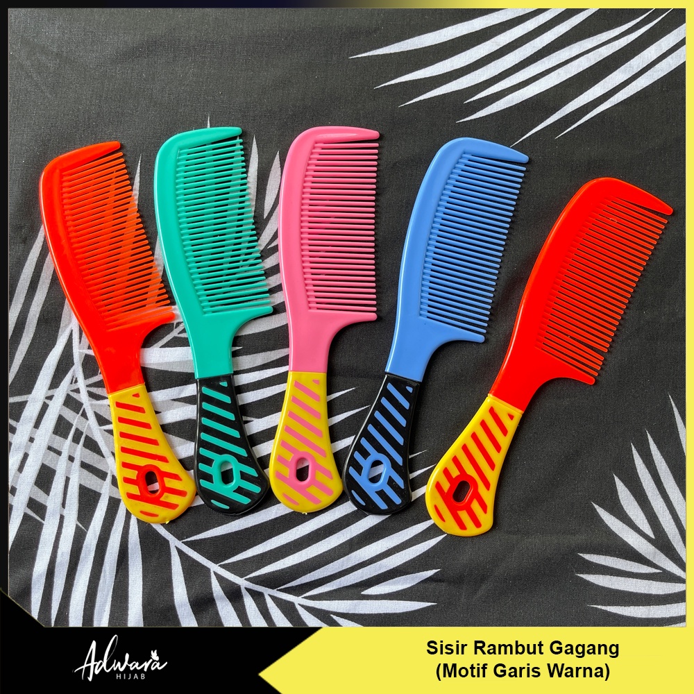 Sisir Rambut Motif Gagang Garis / Sisir Rambut Wanita Gagang Warna Satuan