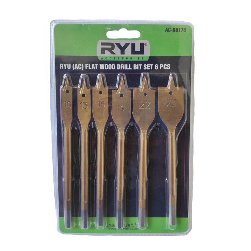 Ryu Mata Bor Kipas Kayu Set 6 pc / Wood Spade Drill Bits 6 pc