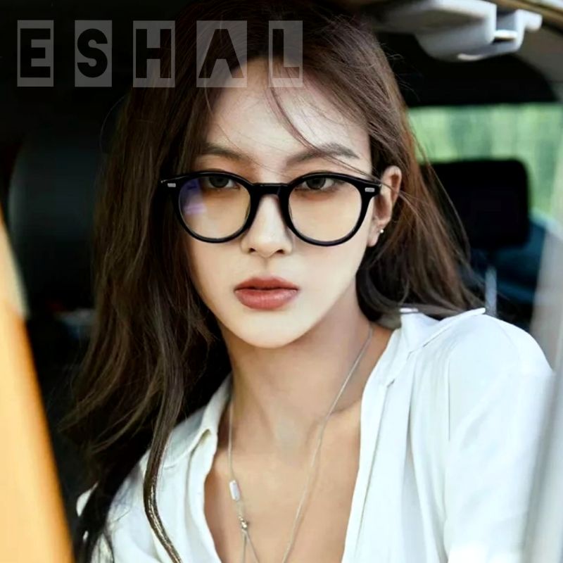 Kacamata Oval Bulat Kecil Frame Hitam Leopard Unisex