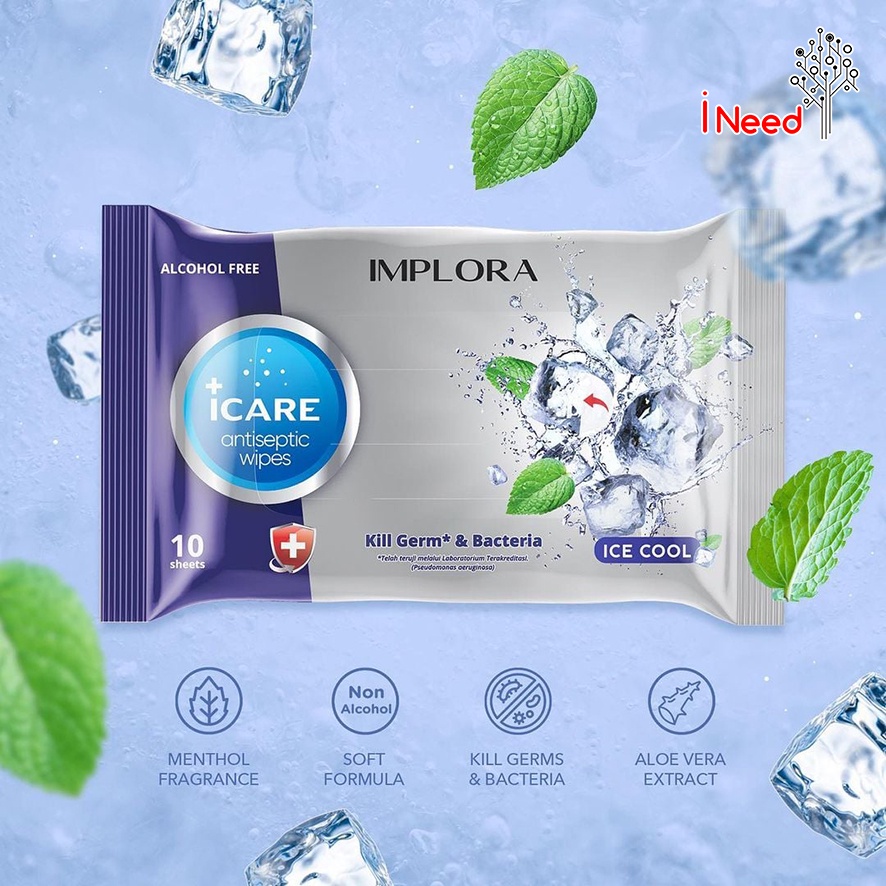 (INEED) IMPLORA ( Tissue Basah) I CARE ANTI SEPTIC WIPES 50 SCEETS