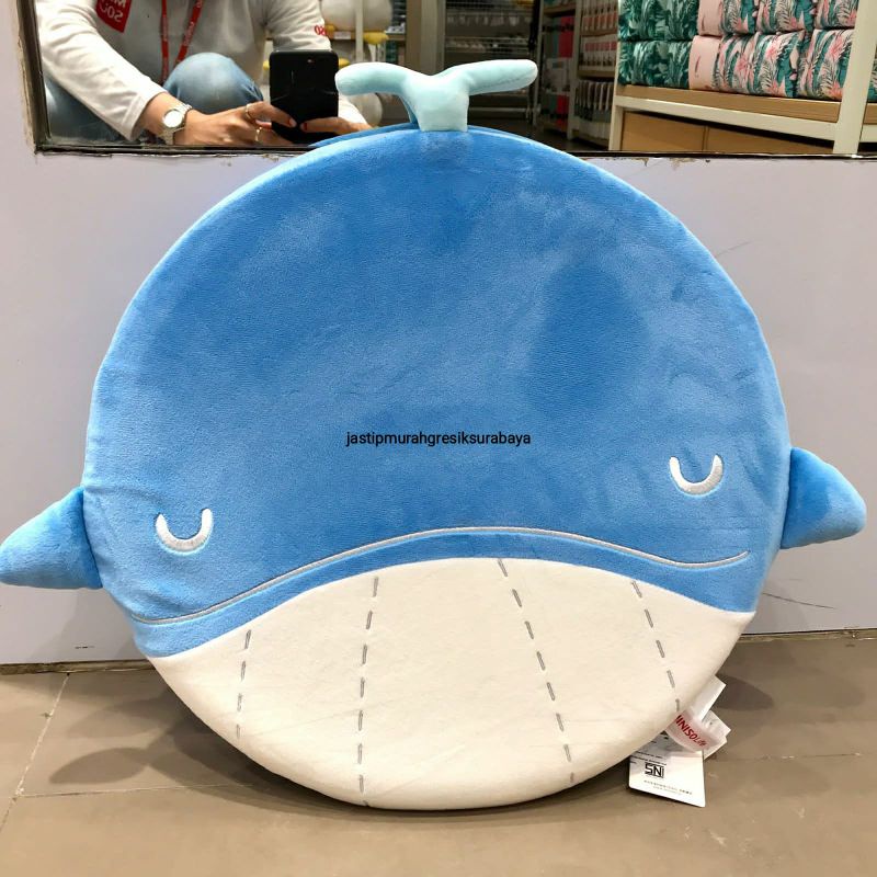 OCEAN SERIES WHALE FLAT PLUSH TOY BONEKA PAUS MINISO BONEKA MINISO BONEKA BANTAL BONEKA BANTAL DUDUK