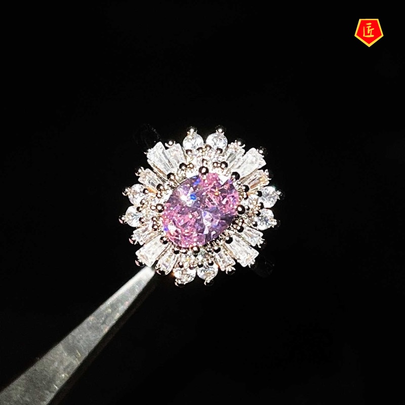 [Ready Stock]Fashion Personality Natural Sapphire Pink Diamond Ring