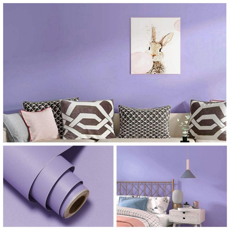 Wallpaper Sticker Dinding Motif Polos Ungu elegan wallpaper dinding ruang tamu kamar tidur