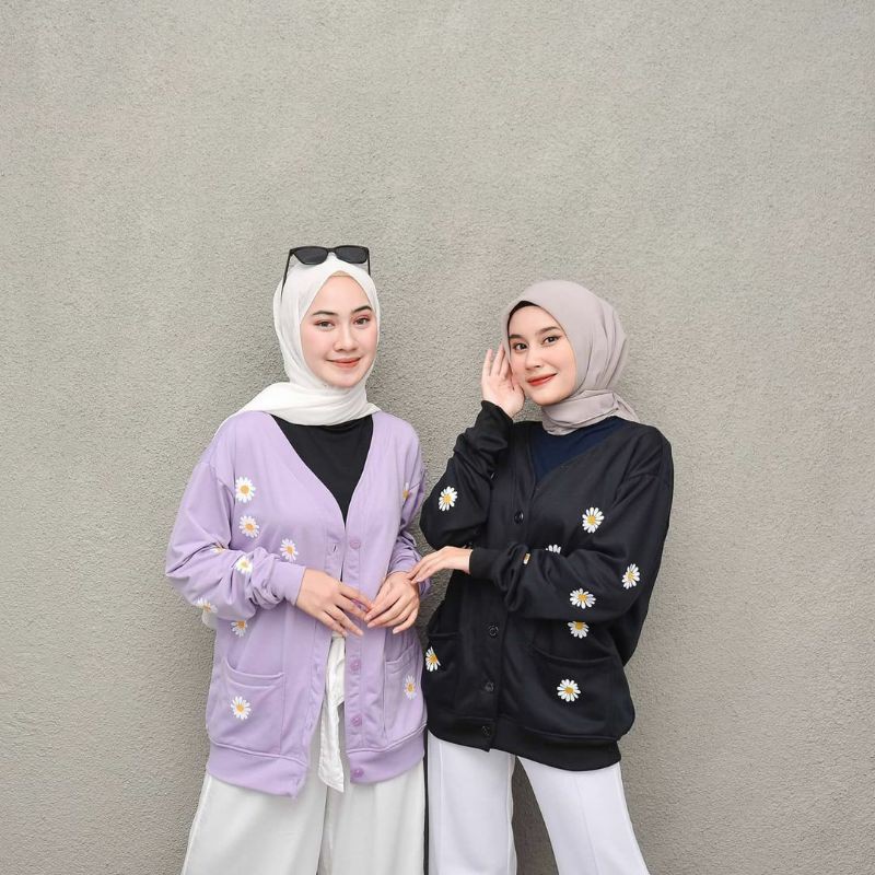 Sweater Wanita Little Daisy Flower Outer Wanita Model Kancing Terbaru Fleece Hot Item Best Seller-7