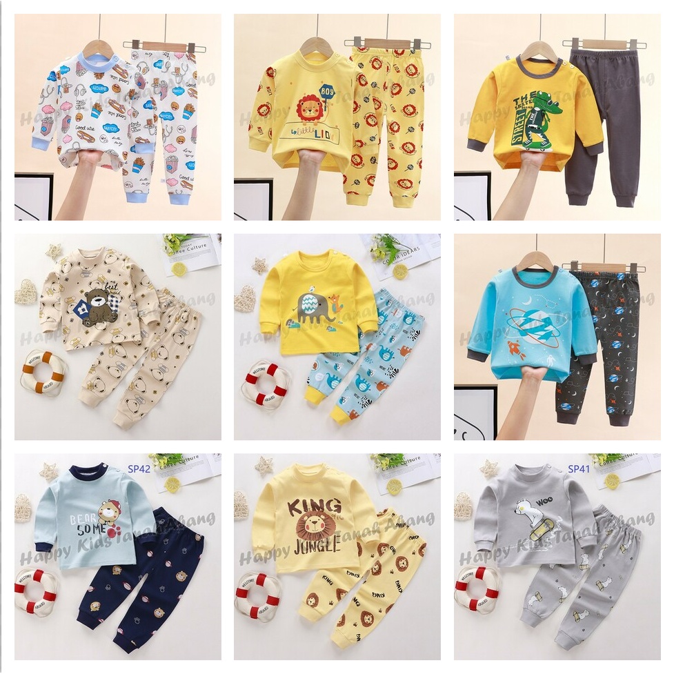 Setelan Lengan Panjang Anak Laki Laki/Baju Tidur Lengan Panjang Anak/Piyama Anak Laki Laki/Baju Tidur Anak Lengan Panjang