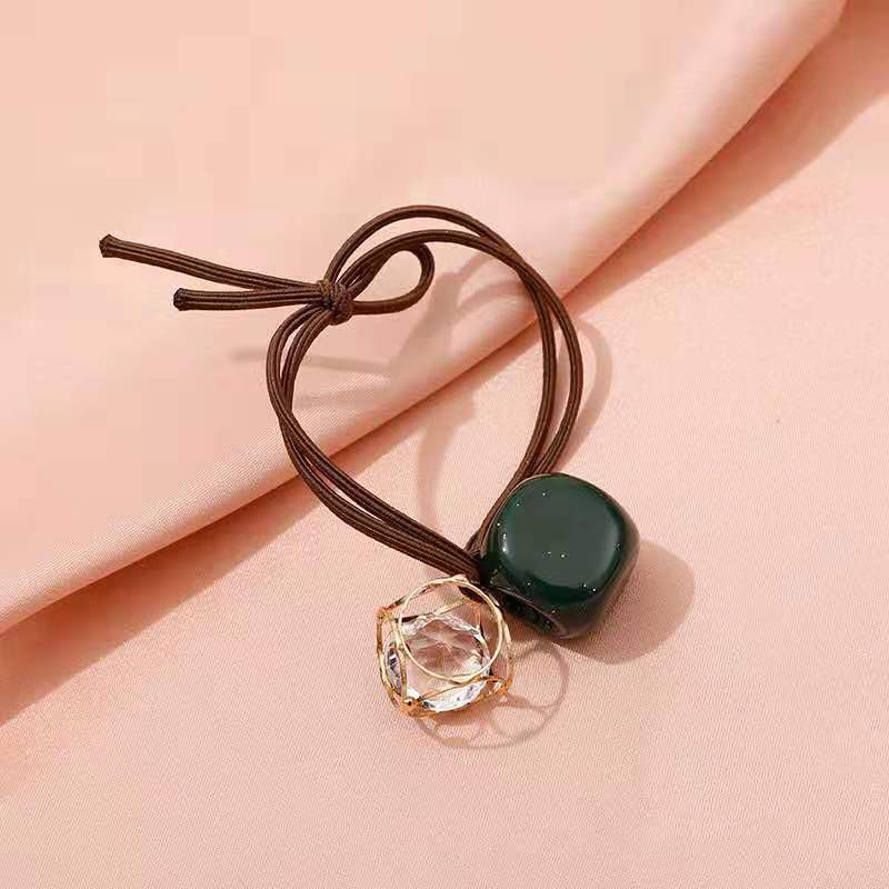 OSM - F923 Ikat Rambut Motif Geometri / Karet Fashion Wanita / Kuncir Rambut / Geometry Hair Tie-Hijau