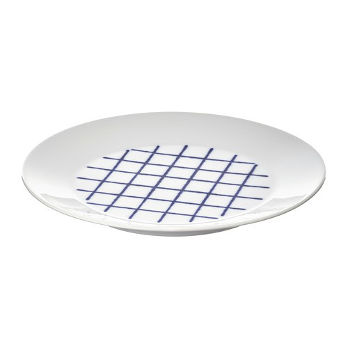 IKEA 1014 SPORADISK Piring putih biru 20cm