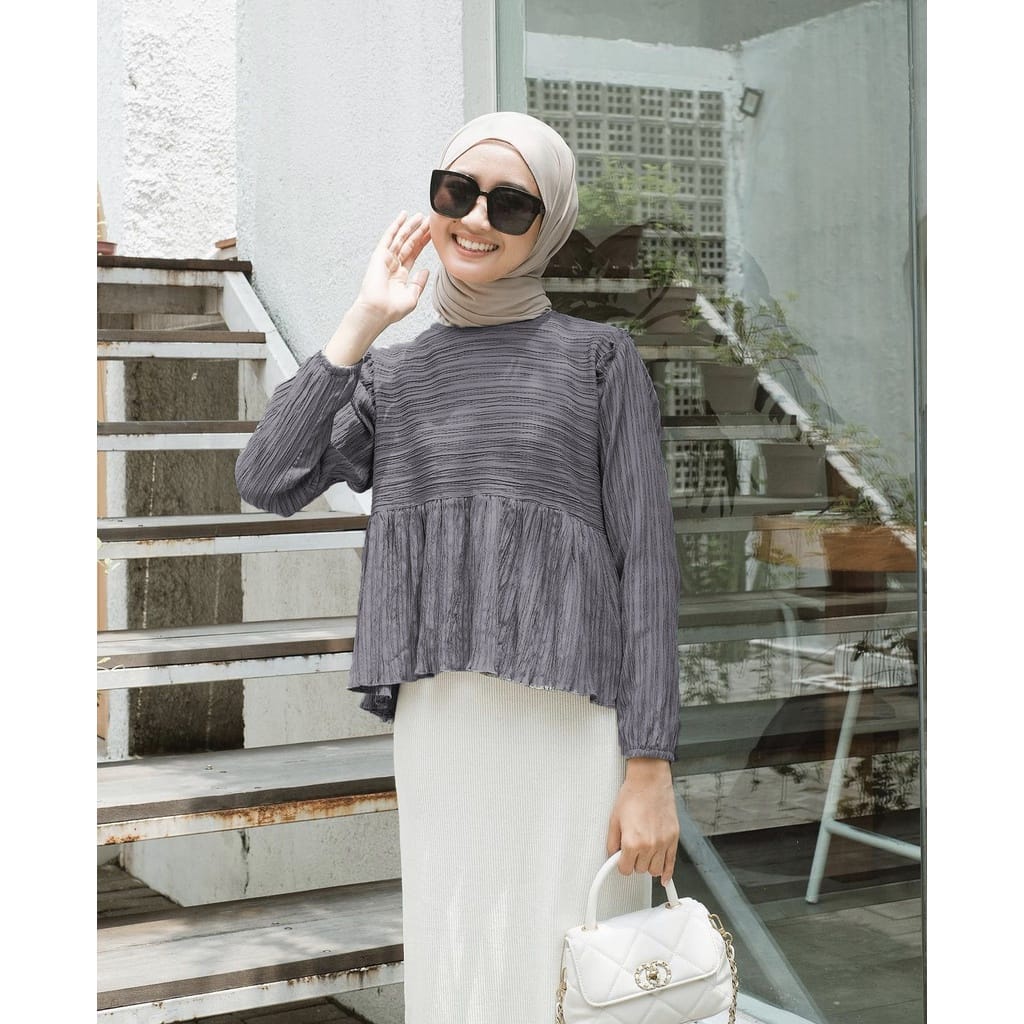 BEFAST - ZEC OOTD Wanita Blouse ASYAH / Yuraa Lady Crush Crincle / Kinan Blouse / Atasan Lengan Panjang / Blouse Remaja Casual / Blouse Polos Formal / OOTD Wanita Remaja Trendy / Blouse Banyak Warna