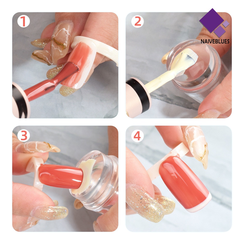 Naiveblue &gt; 1 Set Stamper / Cap Kuku Kepala Ganda Flexible Transparan Ramah Lingkungan Untuk Nail Art