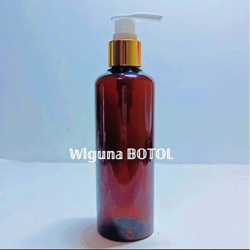 Botol Amber 250 ML Pump almunium Gold / Botol Pump 250ml amber -coklat