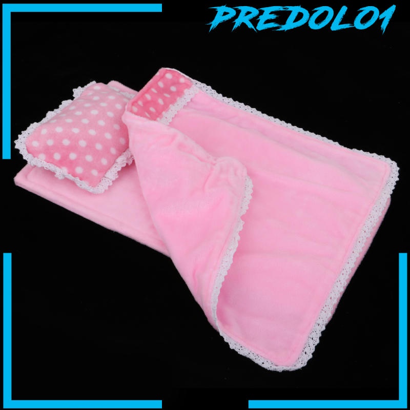 (Predolo1) Set Sprei + Sarung Bantal + Selimut Motif Kotak-Kotak Merah 25cm Untuk Aksesoris Rumah Boneka