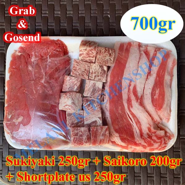 Mix Grill Premium beef Sukiyaki Saikoro Shortplate daging sapi campur