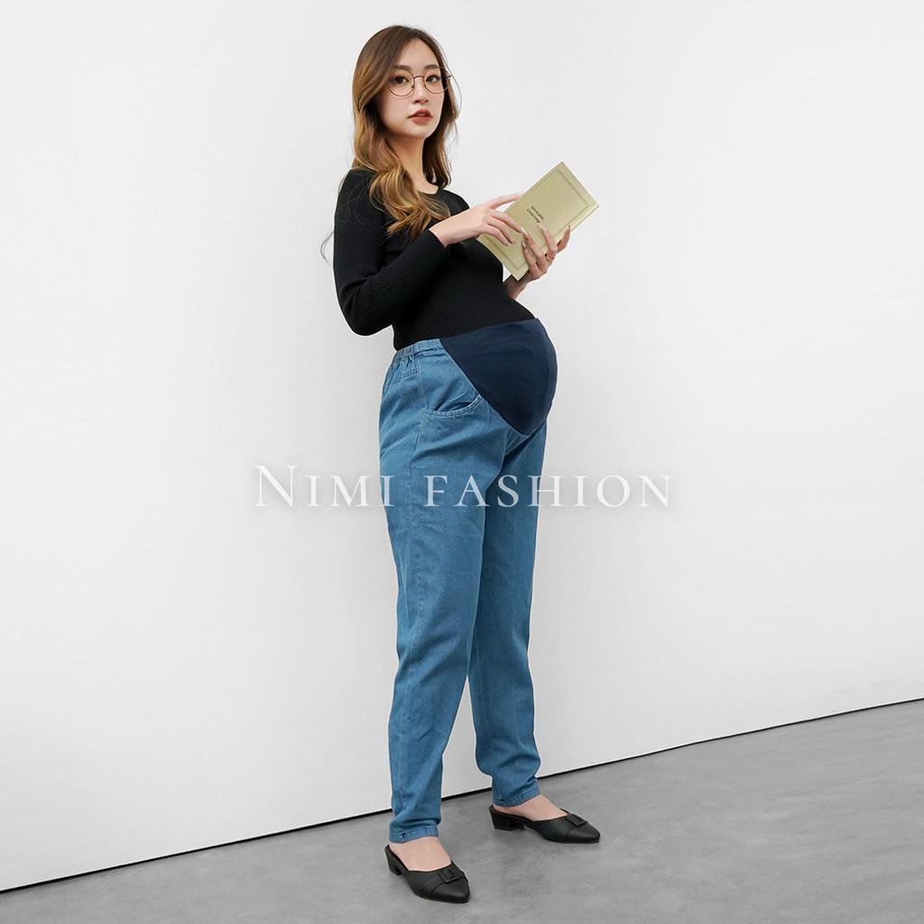 NIMI - Mommy Celana Hamil Jeans Wash Jumbo Bawahan Bumil Denim kekinian