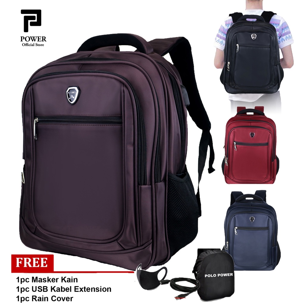 Tas Pria Ransel Laptop PoLo Power Original Import Dual USB Portable Tas Laptop Pria Polo Original