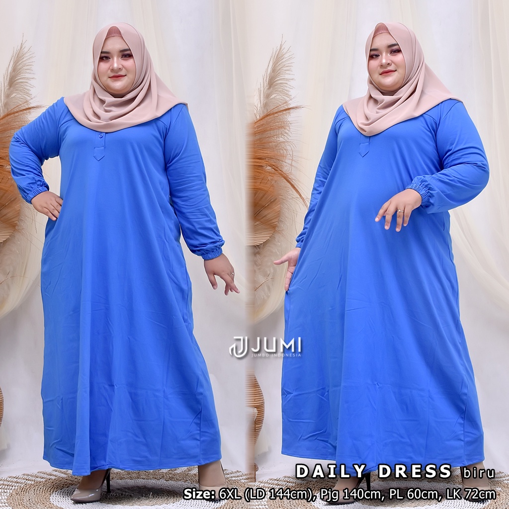 Gamis Jumbo Bahan Kaos Combed LD 116, 124, 134, 144cm | Daily Dress Big Size