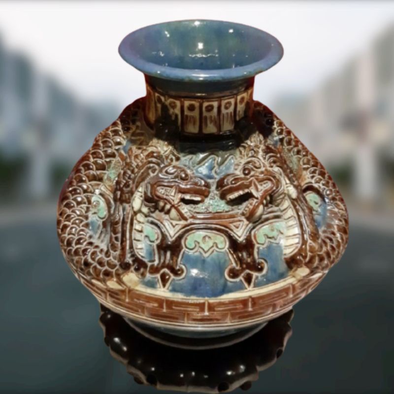 Guci Keramik Motif Dua Naga Timbul Type A