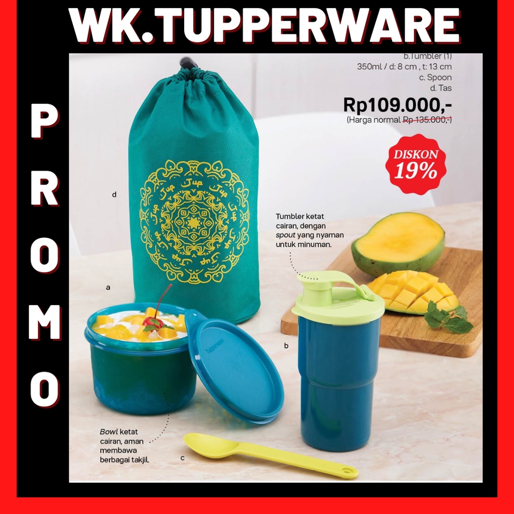 TEMPAT MAKAN DEWASA ANTI TUMPAH DAN TAS TEMPAT MAKAN TUPPERWARE TUPPERWARE RAMADHAN SET GREEN KOTAK 