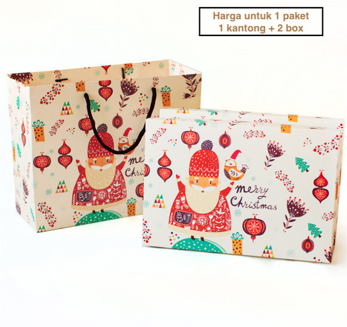 

Set Natal Kotak Kado Paper Bag + 2 Paper Box Paket Bungkus Kado