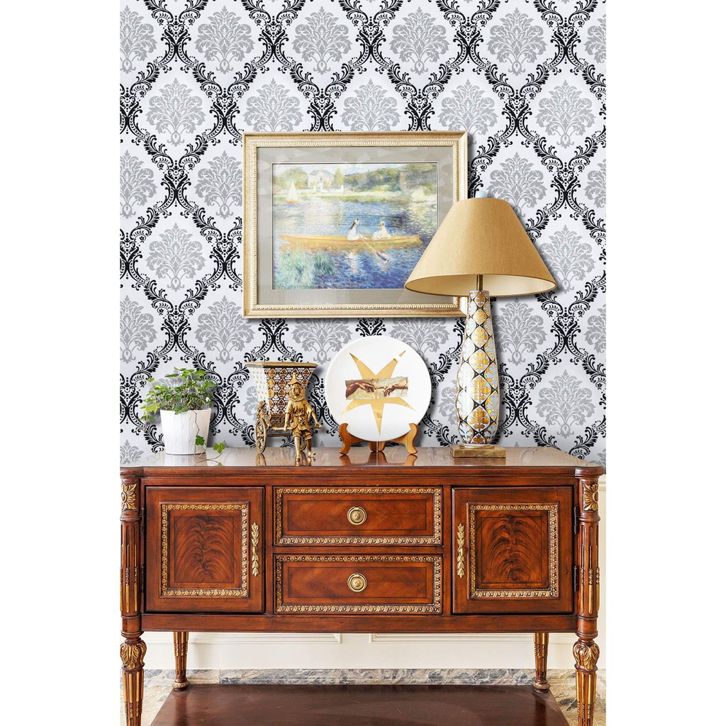 Wallpaper Dinding Ruang Tamu Stiker Dinding 3D Batik Elegan 45Cm X 10M Wallpaper Stiker Dinding Aesthetic-4