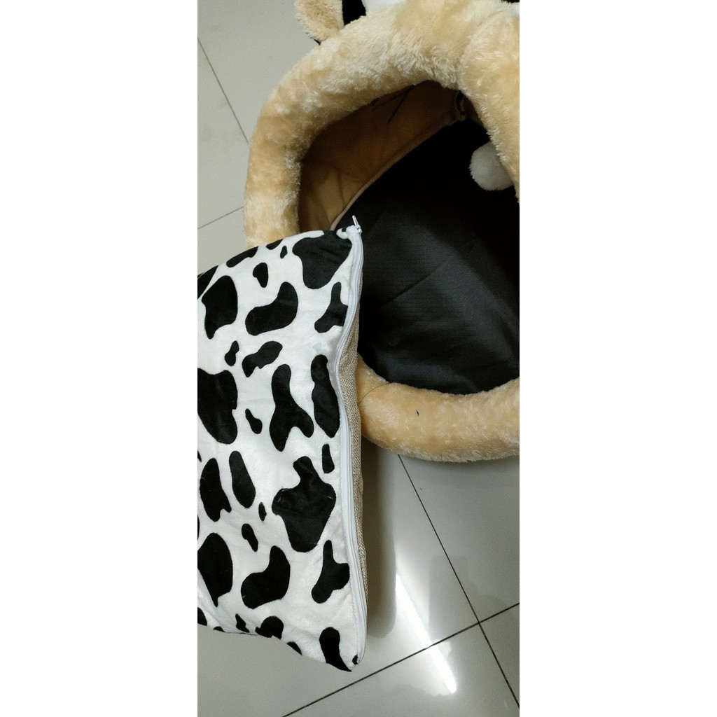 Rumah Tempat Tidur Kucing motif Sapi Cow  + bantal