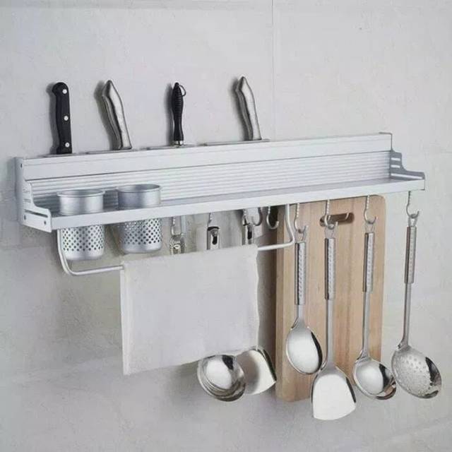  Rak  Dinding  Dapur Aluminium untuk gantungan alat dapur dan 