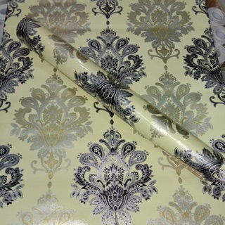  Wallpaper  Dinding Wallpaper  Sticker Batik  Hitam Kuning  