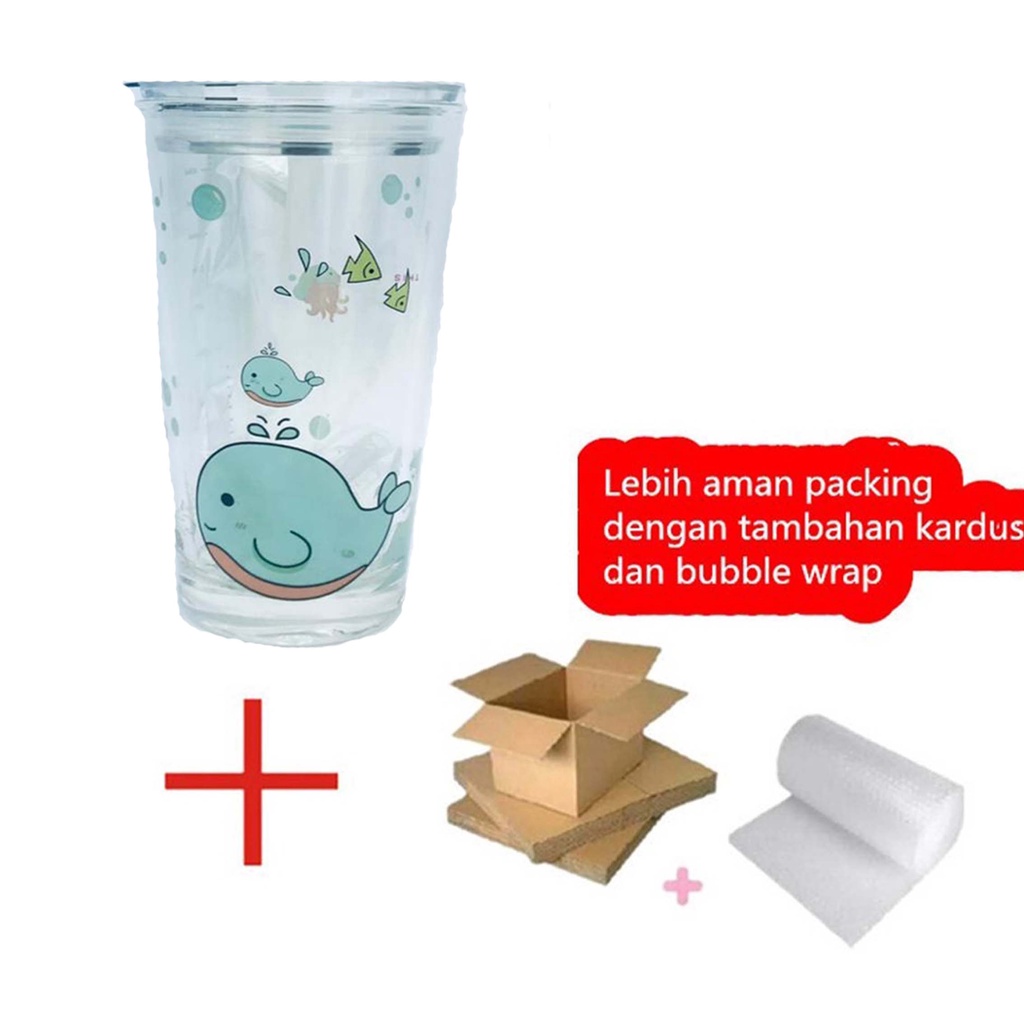 Gelas kaca * tumbler * Gelas ukur * Gelas Gambar lucu * 450ml-YS-19-11+PENGAMAN