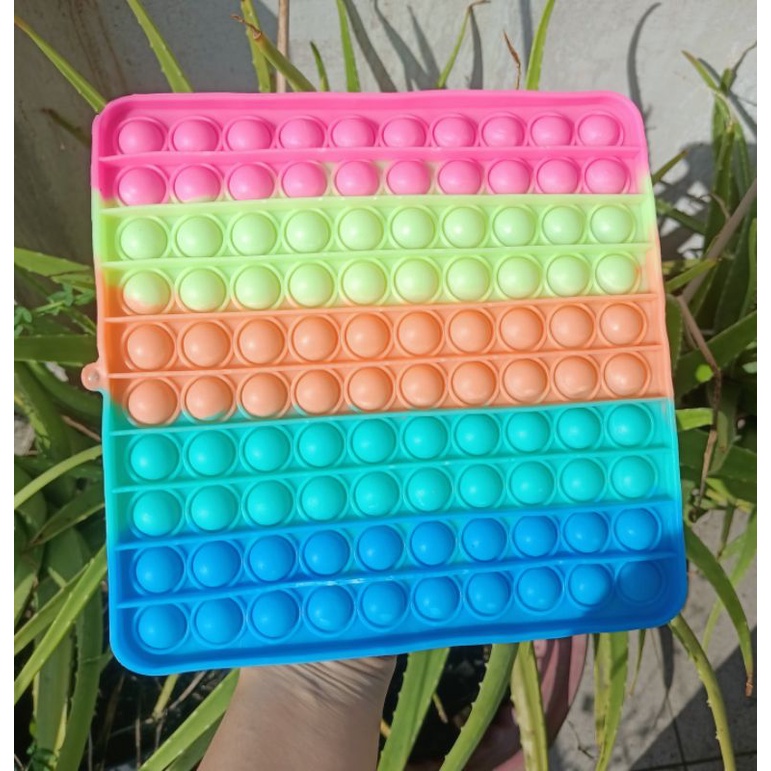 LYSASHOP -  Pop It BESAR AMONG US DINO UNICORN SEGIEMPAT JUMBO RAINBOW PUZZLE MAINAN EDUKASI ANAK-SEGI4JUMBO100Tombol