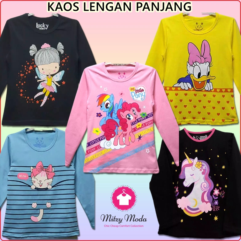 Baju Kaos Anak Lengan Panjang Pony - Daisy - Unicorn | Baju Muslim Anak Perempuan 1-10 tahun